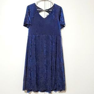 Torrid navy and black velvet V-neck skater dress